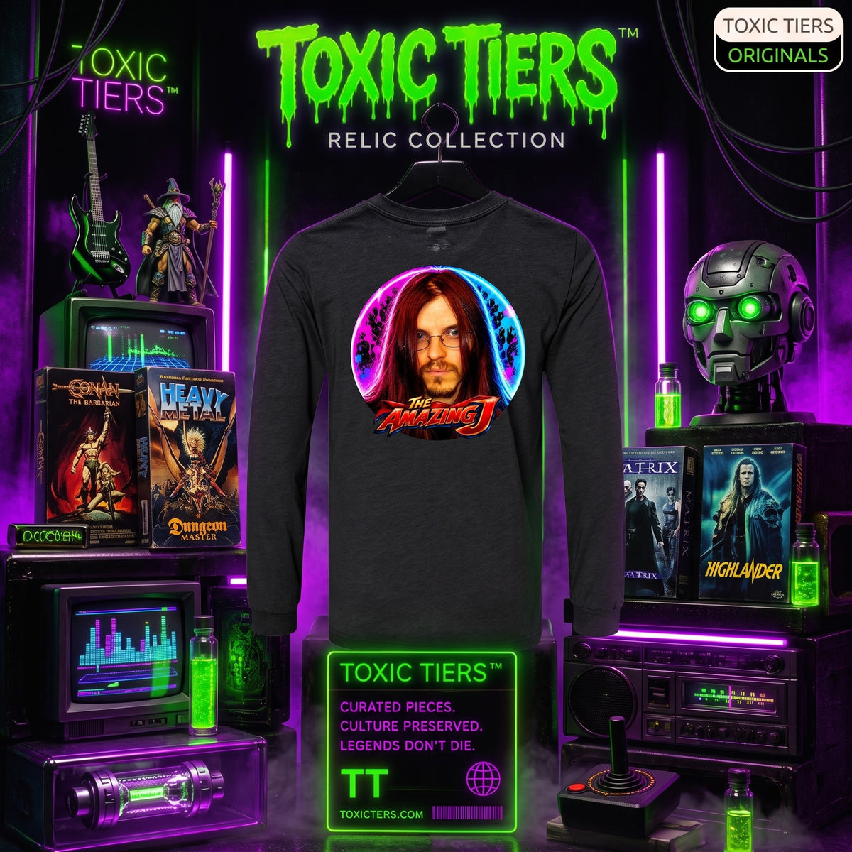 Toxic Tiers™ "The Amazing J" Back Print Long Sleeve Shirt