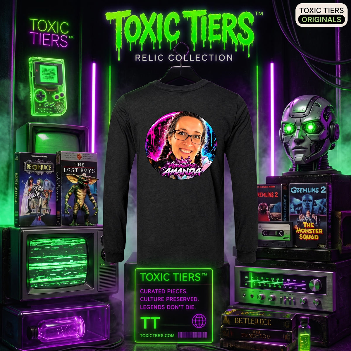 Toxic Tiers™ "Amazing Amanda" Back Print Long Sleeve Shirt