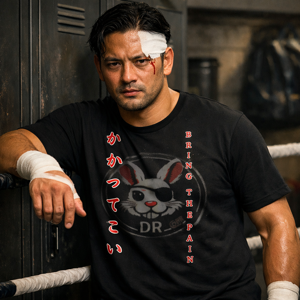 Kakatte Koi “Bring the Pain” – DaddyRabbit Strong‑Style Wrestling Tee