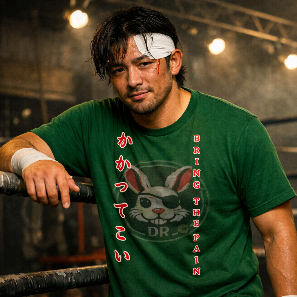 Kakatte Koi “Bring the Pain” – DaddyRabbit Strong‑Style Wrestling Tee