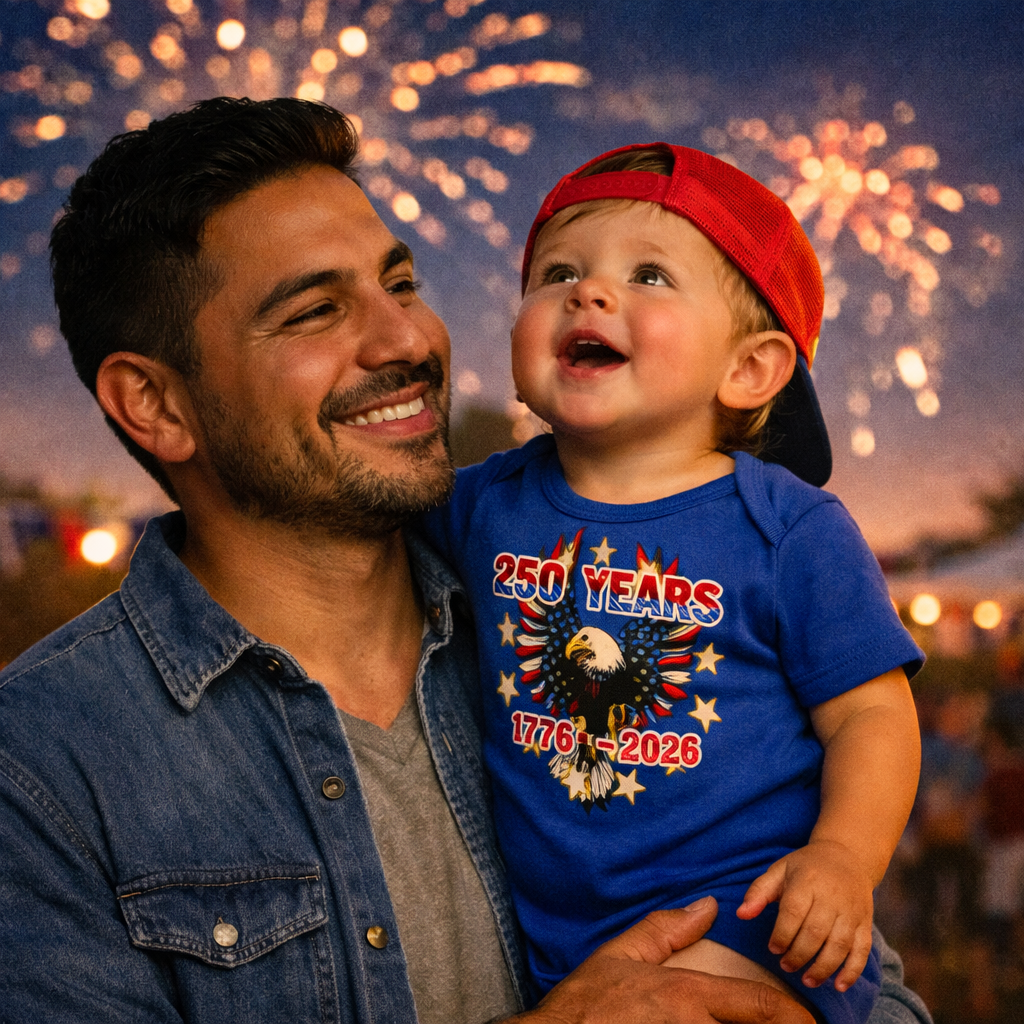 America 250 Baby Onesie – 250 Years Eagle Patriotic Infant Bodysuit