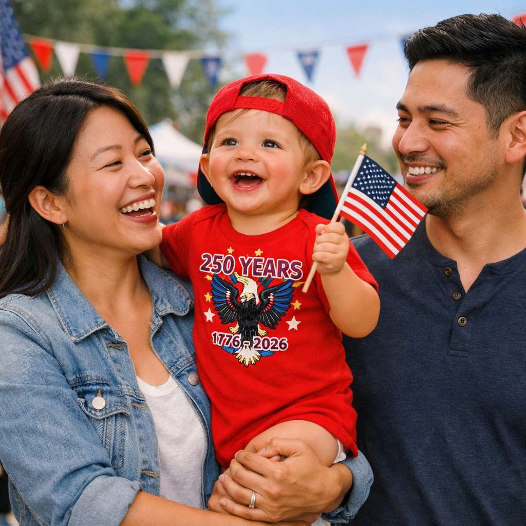 America 250 Baby Onesie – 250 Years Eagle Patriotic Infant Bodysuit