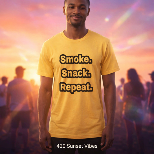 SMOKE SNACK REPEAT Shirt | Funny Stoner Tee | DaddyRabbit Streetwear