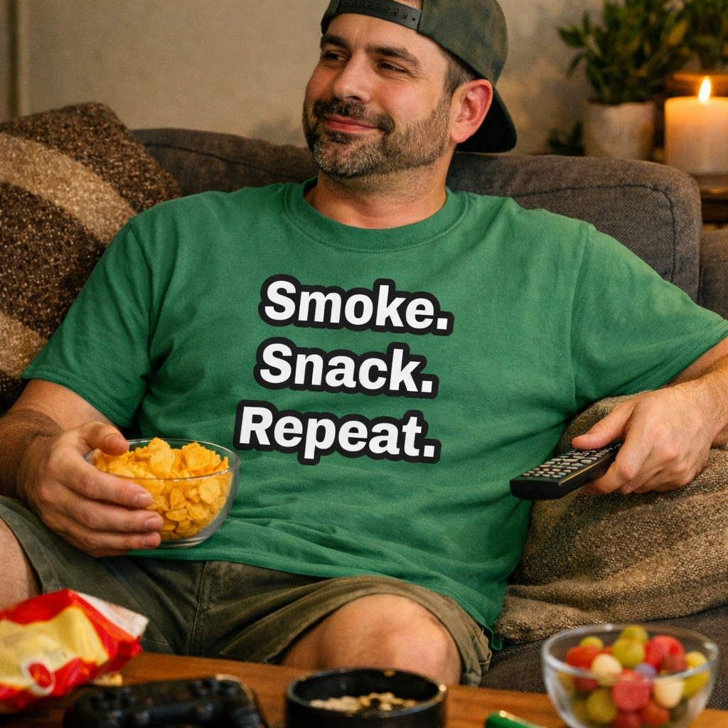 SMOKE SNACK REPEAT Shirt | Funny Stoner Tee | DaddyRabbit Streetwear