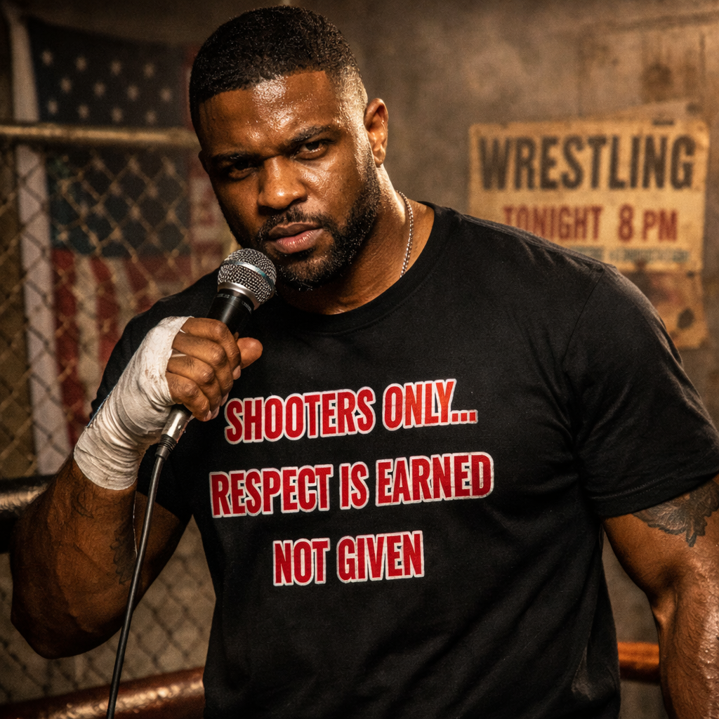 Shooters Only Wrestling T‑Shirt | Combat Line | Respect Is Earned Not Given | DR Wrestling Apparel