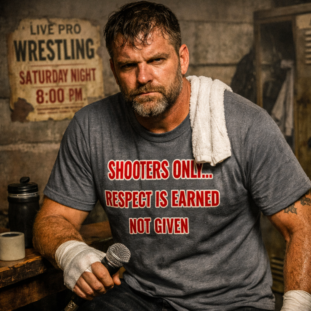 Shooters Only Wrestling T‑Shirt | Combat Line | Respect Is Earned Not Given | DR Wrestling Apparel